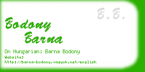 bodony barna business card